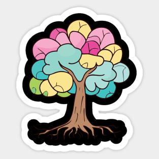 Tree of life with roots and colorful leaves 03 Sticker